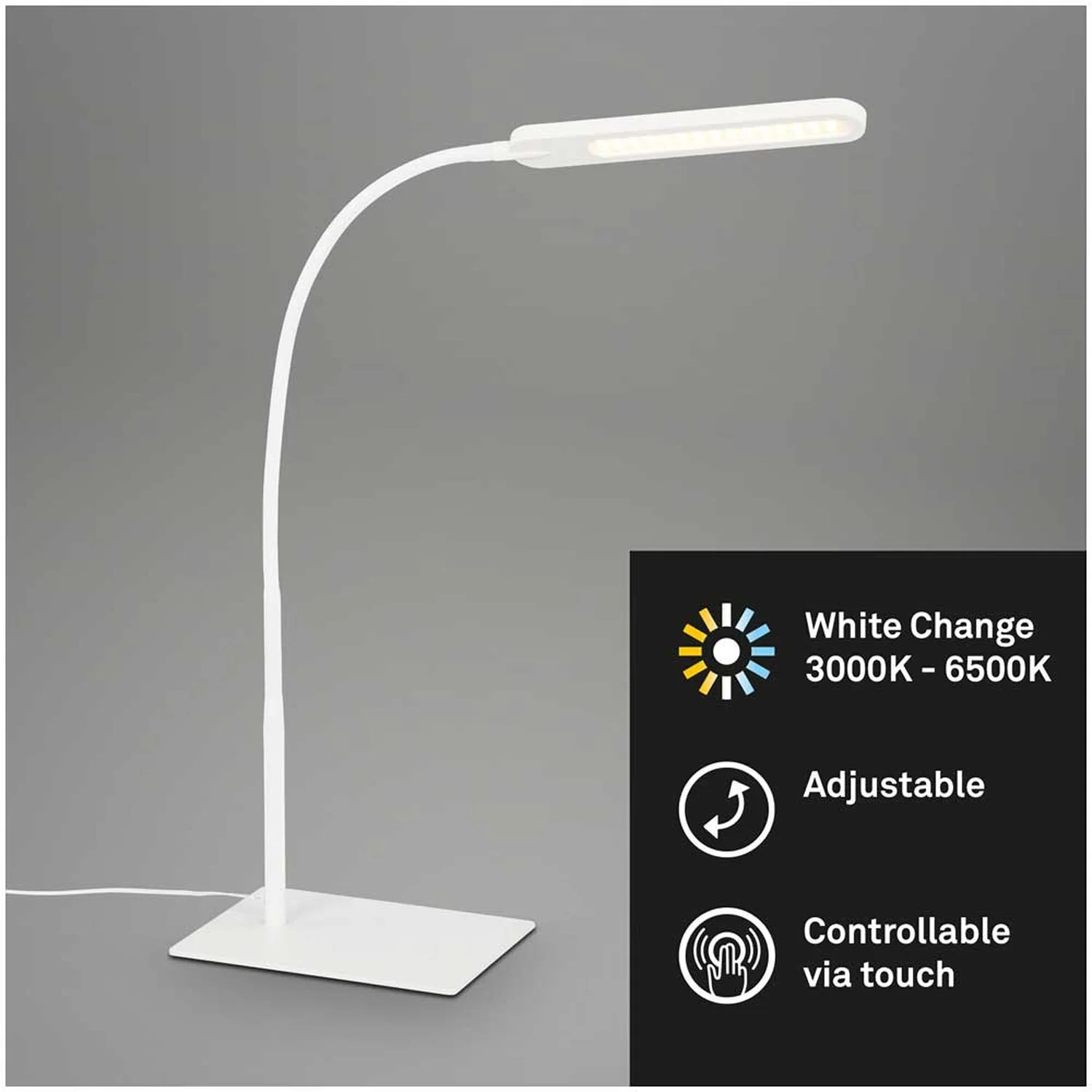 Brilo LED-Schreibtischleuchte Servo Weiss 8 W / 600 Lm 2 Brilo LED-Schreibtischleuchte Servo Weiss 8 W / 600 Lm – Bild 2