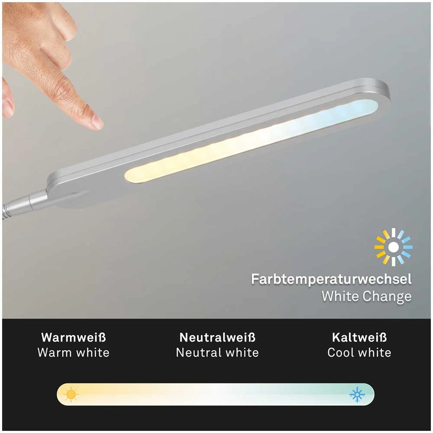 Brilo LED-Schreibtischleuchte Servo Silberfarben 8 W 3 Brilo LED-Schreibtischleuchte Servo Silberfarben 8 W – Bild 3