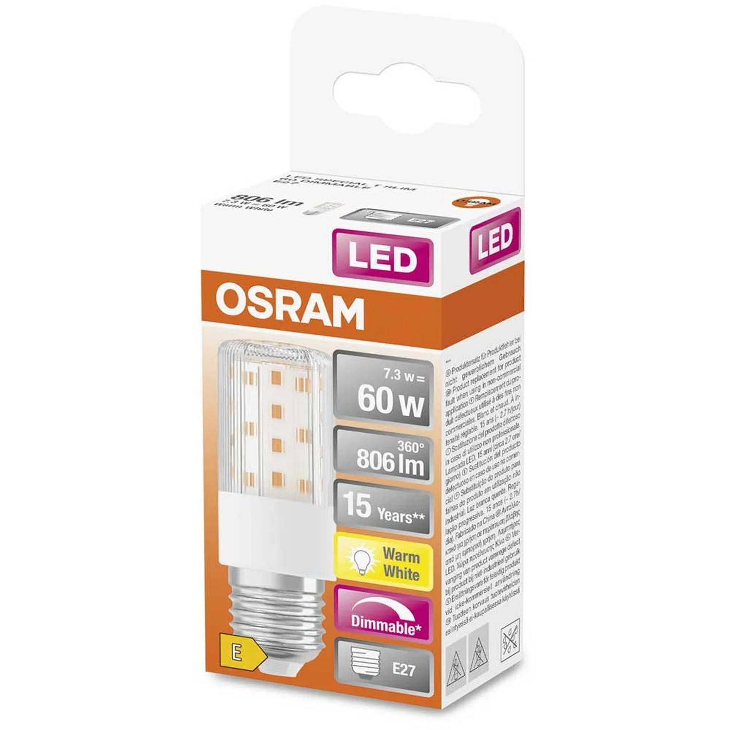 Osram LED-Spezialleuchtmittel T-Slim E27 Warmweiss Dimmbar 7,3 W / 806 Lm 5 Osram LED-Spezialleuchtmittel T-Slim E27 Warmweiss Dimmbar 7,3 W / 806 Lm – Bild 5