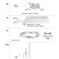 Paulmann LED-Seilsystem-Basis-Set RoundMac Matt Chrom 10 M / 5 X 4,5 W -Lampen & Leuchten affär 554050 5