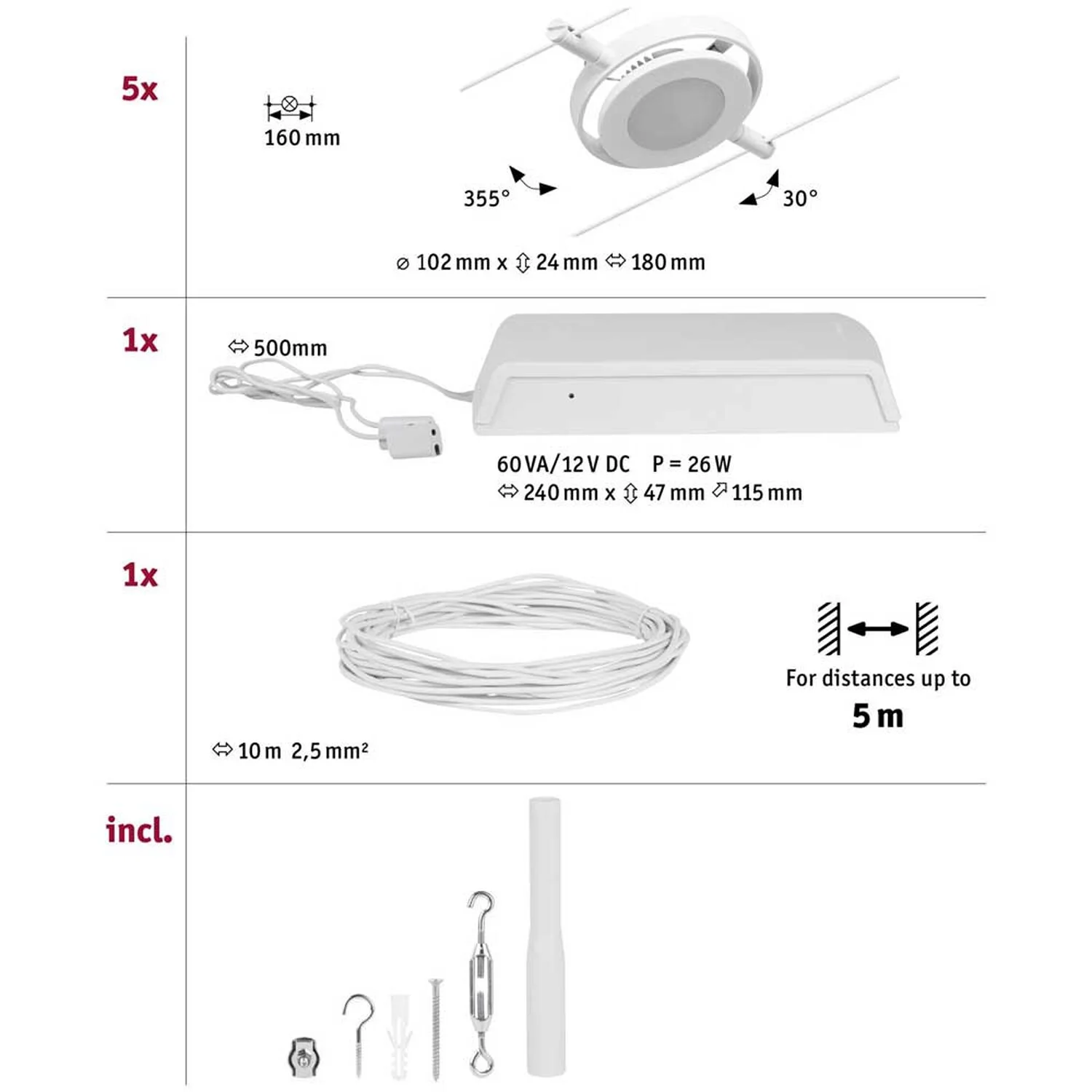 Paulmann LED-Seilsystem-Basis-Set RoundMac Weiss 10 M / 5 X 4,5 W 9 Paulmann LED-Seilsystem-Basis-Set RoundMac Weiss 10 M / 5 X 4,5 W – Bild 9