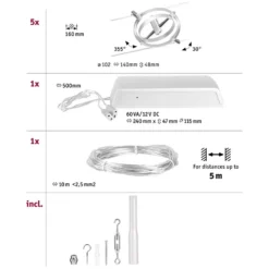 Paulmann Seilsystem-Basis-Set Cardan 5 X GU5,3 Matt Chrom 10 M -Lampen & Leuchten affär 554070 9