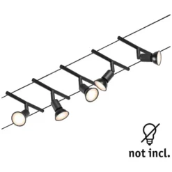 Paulmann Seilsystem-Basis-Set Salt 5 X GU5,3 Matt Schwarz 10 M