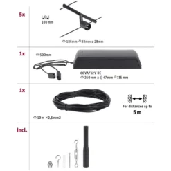 Paulmann Seilsystem-Basis-Set Salt 5 X GU5,3 Matt Schwarz 10 M -Lampen & Leuchten affär 554079 9