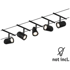 Paulmann Seilsystem-Basis-Set Cup 5 X GU5,3 Matt Schwarz 10 M