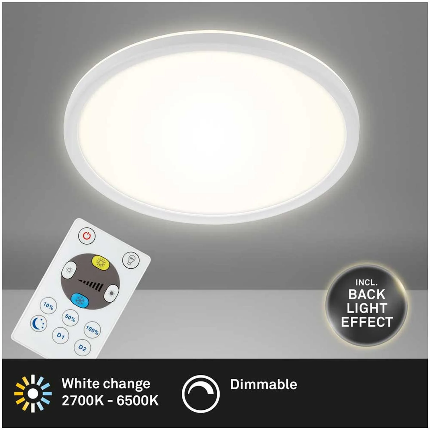 Brilo LED-Panel Slim Weiss 18 W / 2'400 Lm Inkl. Fernbedienung 1 Brilo LED-Panel Slim Weiss 18 W / 2'400 Lm Inkl. Fernbedienung