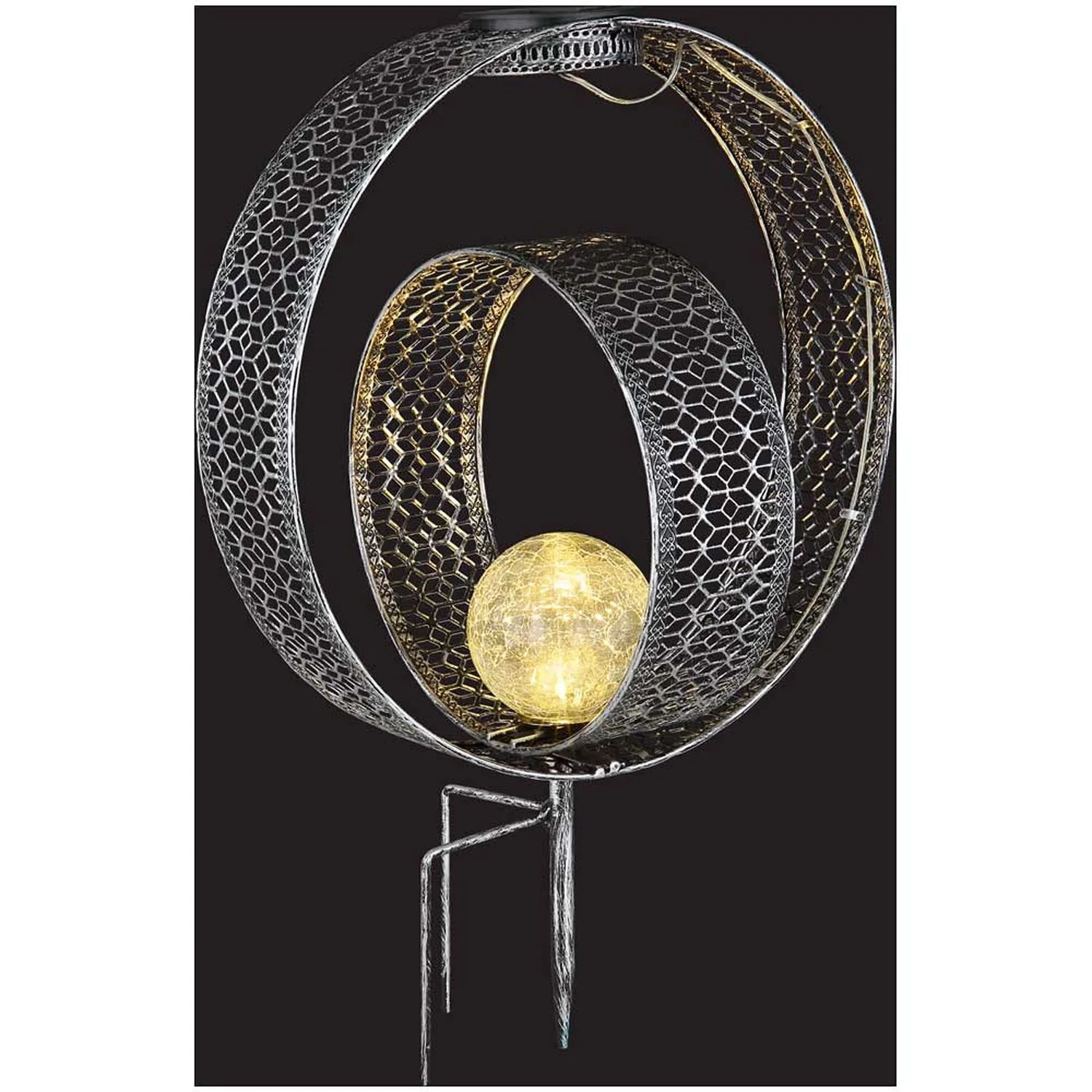 Globo LED-Solarleuchte Metallringe Silberfarben Höhe 42 Cm / 0,06 W 5 Globo LED-Solarleuchte Metallringe Silberfarben Höhe 42 Cm / 0,06 W – Bild 5