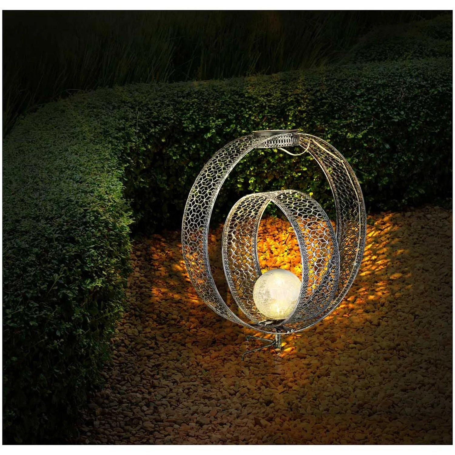 Globo LED-Solarleuchte Metallringe Silberfarben Höhe 42 Cm / 0,06 W 6 Globo LED-Solarleuchte Metallringe Silberfarben Höhe 42 Cm / 0,06 W – Bild 6