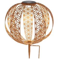 Globo LED-Solarleuchte Rund Metall Rostfarben Ø 30 Cm / Höhe 41 Cm / 0,12 W