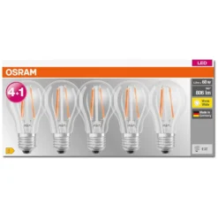 Osram LED-Leuchtmittel Base Filament A E27 / 6 W / 806 Lm / 5 Stk. 12 Osram LED-Leuchtmittel Base Filament A E27 / 6 W / 806 Lm / 5 Stk. -Lampen & Leuchten affär 562631 6