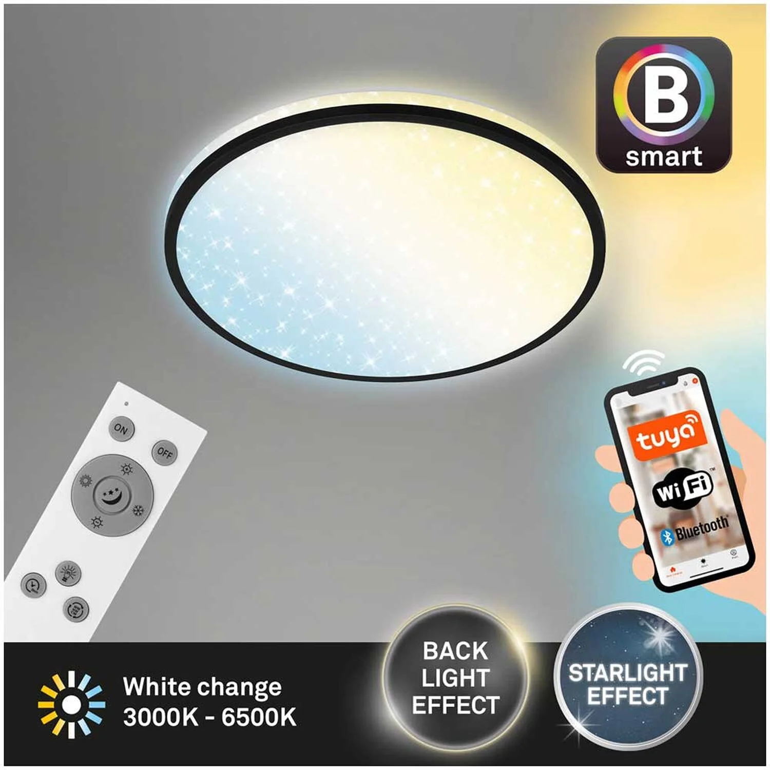 Brilo B Smart Deckenleuchte Ivy Sky S Schwarz 24 W / 2'500 Lm Inkl. Fernbedienun 2 Brilo B Smart Deckenleuchte Ivy Sky S Schwarz 24 W / 2'500 Lm Inkl. Fernbedienun – Bild 2