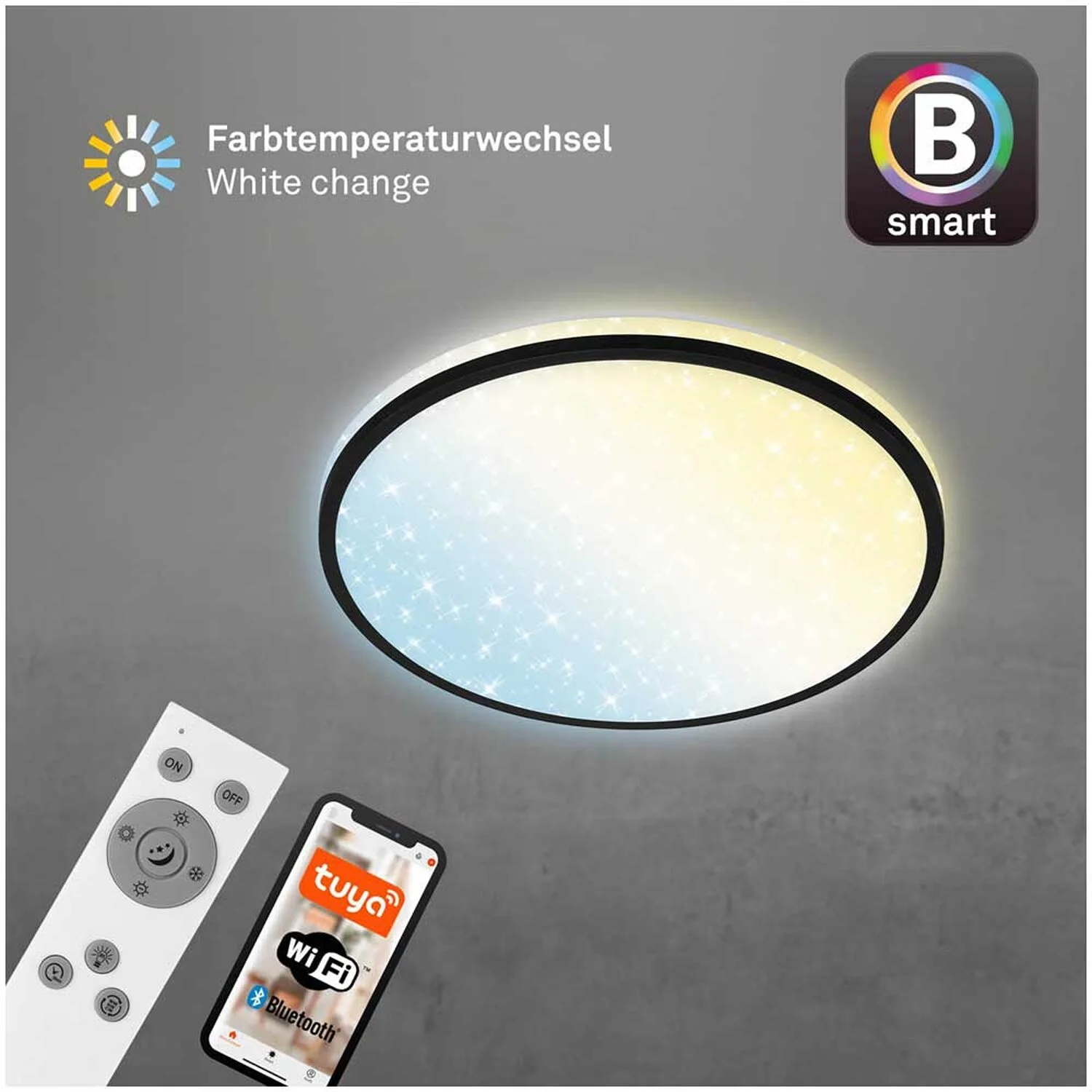 Brilo B Smart Deckenleuchte Ivy Sky S Schwarz 24 W / 2'500 Lm Inkl. Fernbedienun 6 Brilo B Smart Deckenleuchte Ivy Sky S Schwarz 24 W / 2'500 Lm Inkl. Fernbedienun – Bild 6