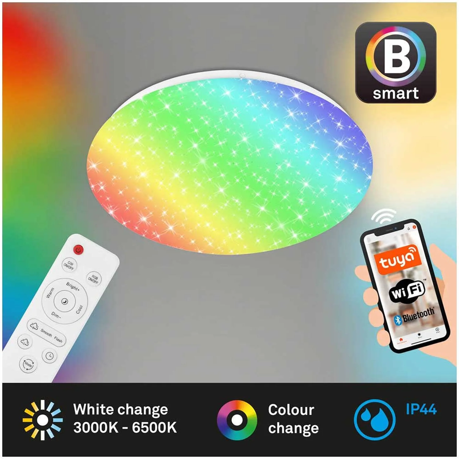 Brilo B Smart Deckenleuchte Barny S Weiss 21 W / 2'200 Lm Inkl. Fernbedienung 2 Brilo B Smart Deckenleuchte Barny S Weiss 21 W / 2'200 Lm Inkl. Fernbedienung – Bild 2