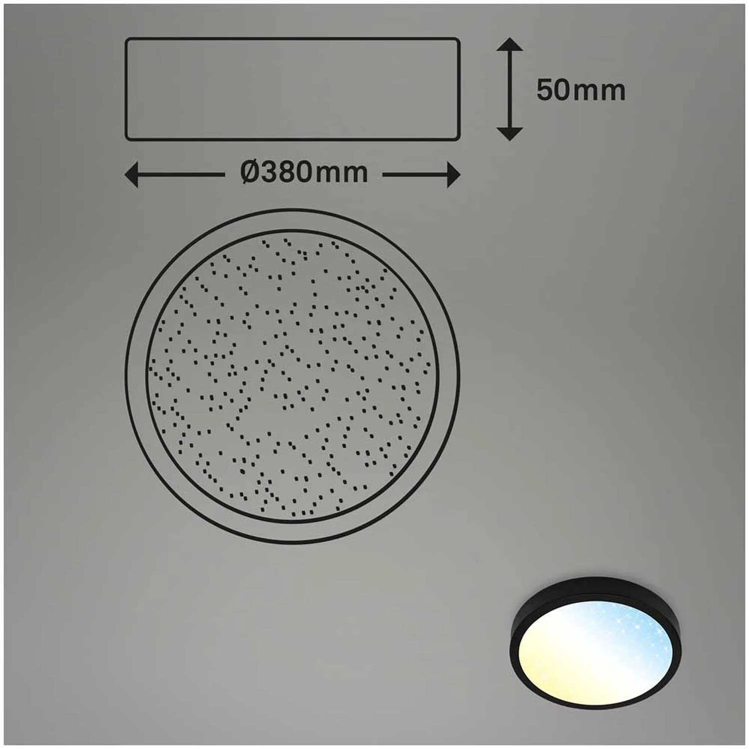 Brilo Deckenleuchte Runa CCT Schwarz 22 W / 2'900 Lm Inkl. Fernbedienung 3 Brilo Deckenleuchte Runa CCT Schwarz 22 W / 2'900 Lm Inkl. Fernbedienung – Bild 3