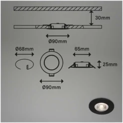 Brilo Einbauleuchte Modul Kulana Matt Schwarz 4,9W / 480 Lm / 4 Stk. -Lampen & Leuchten affär 563946 5
