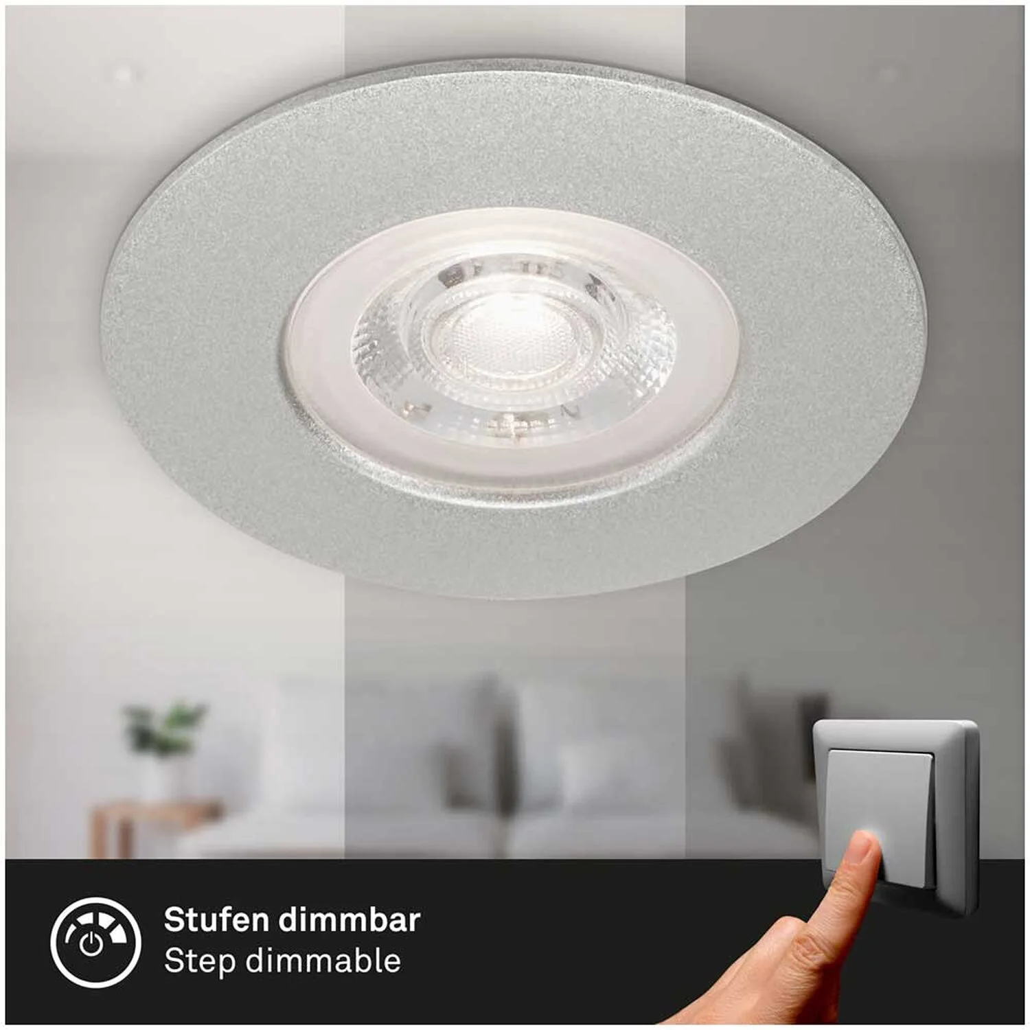 Brilo Einbauleuchte Modul Kulana Dimmbar Matt Chrom 4,9 W / 480 Lm / 4 Stk. 7 Brilo Einbauleuchte Modul Kulana Dimmbar Matt Chrom 4,9 W / 480 Lm / 4 Stk. – Bild 7