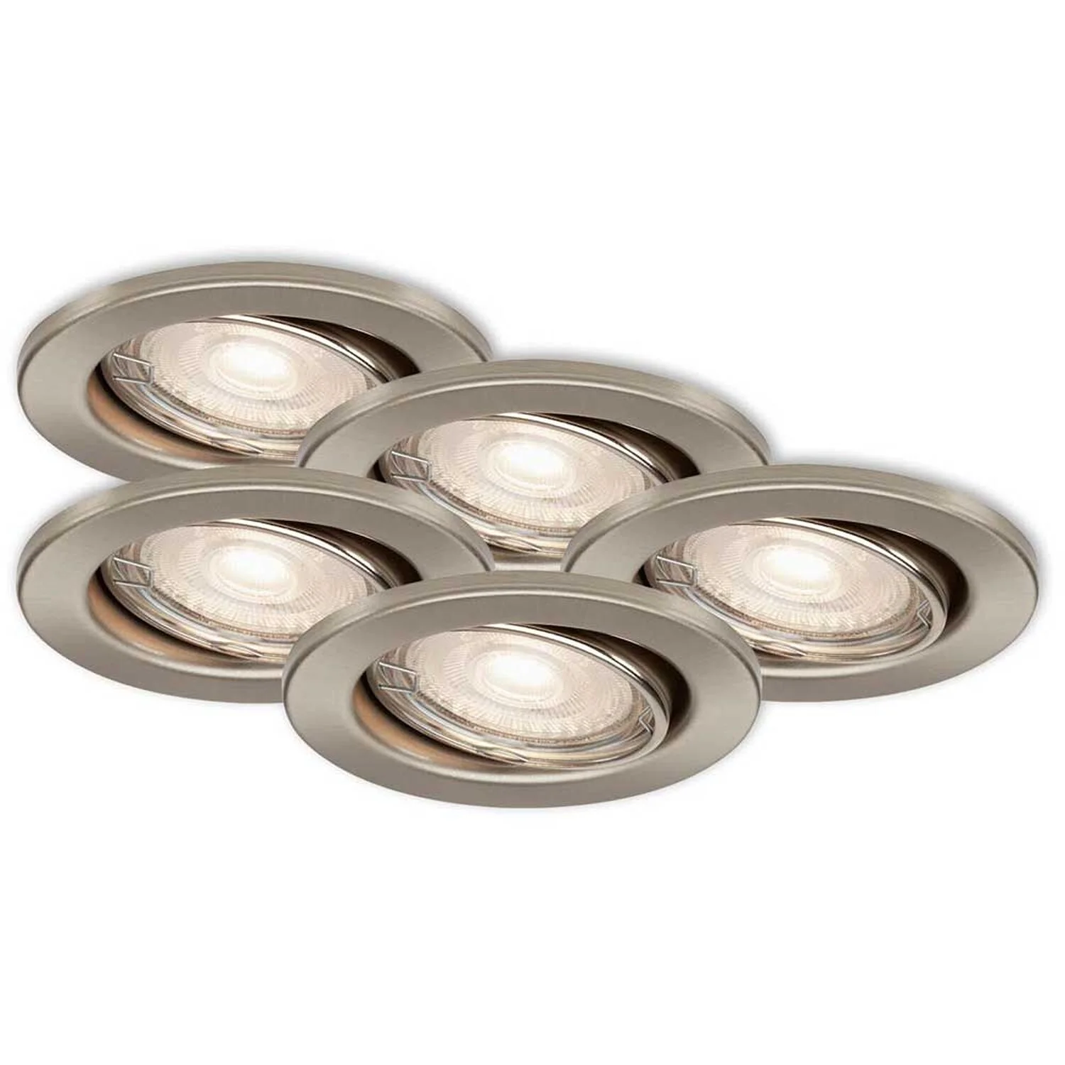 Brilo Einbauleuchte GU10 Slide Matt Nickel GU10 / 5 W / 460 Lm / 5 Stk. 1 Brilo Einbauleuchte GU10 Slide Matt Nickel GU10 / 5 W / 460 Lm / 5 Stk.