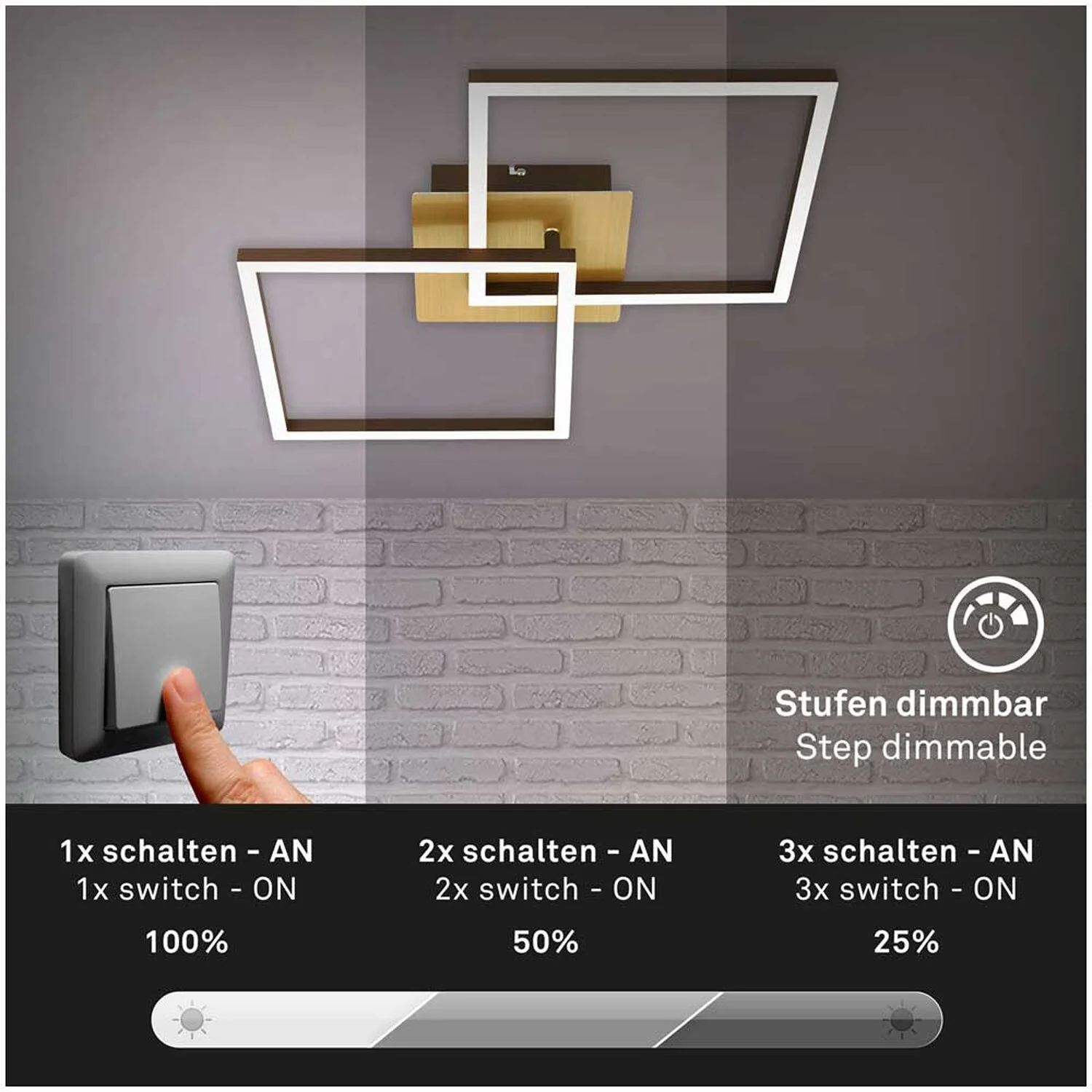 Brilo Deckenleuchte Frame Goldfarben 24 W / 1'800 Lm 6 Brilo Deckenleuchte Frame Goldfarben 24 W / 1'800 Lm – Bild 6