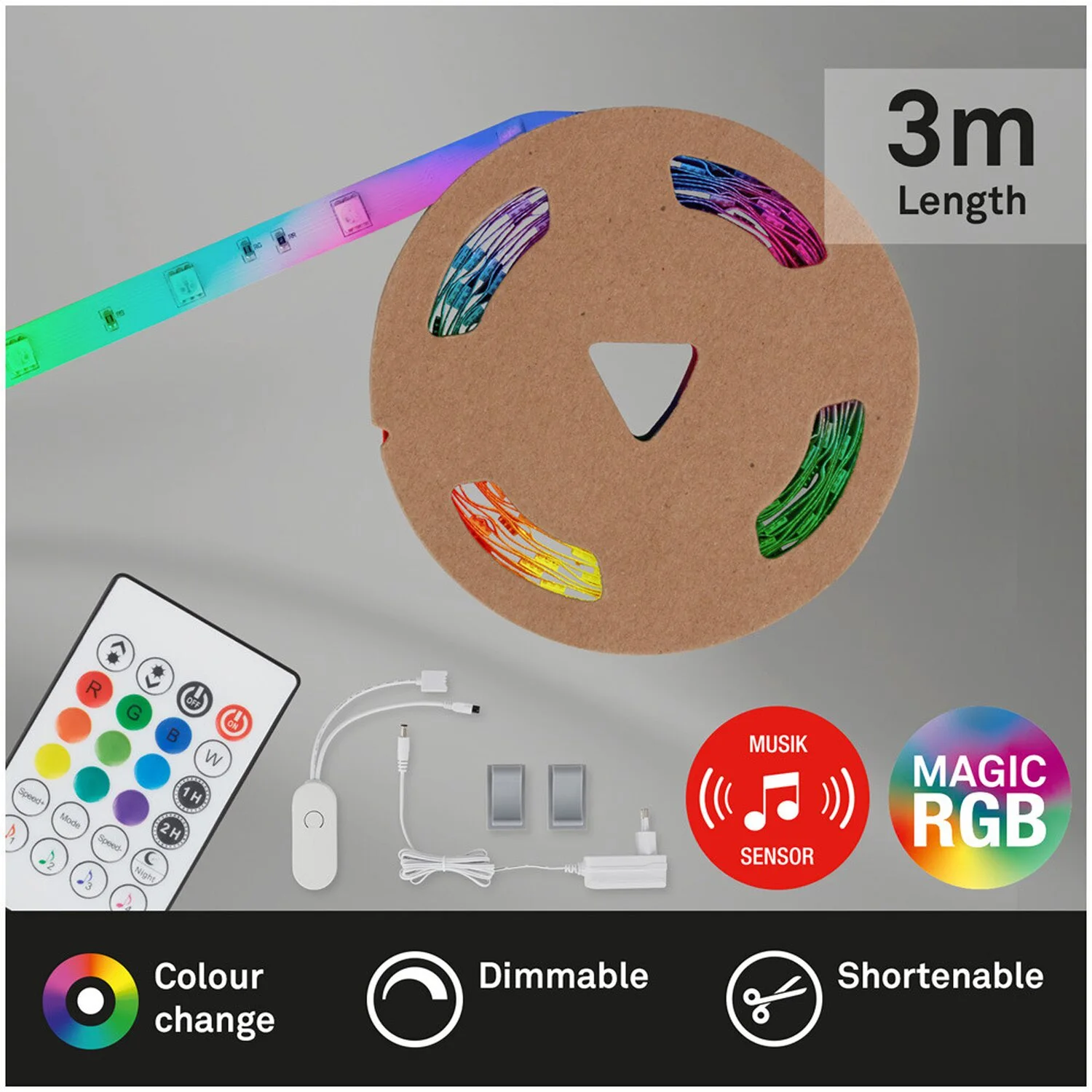 Brilo LED-Band Magic Mit Musiksensor 90 LEDs / 3 M / 12 W Inkl. Fernbedienung 7 Brilo LED-Band Magic Mit Musiksensor 90 LEDs / 3 M / 12 W Inkl. Fernbedienung – Bild 7