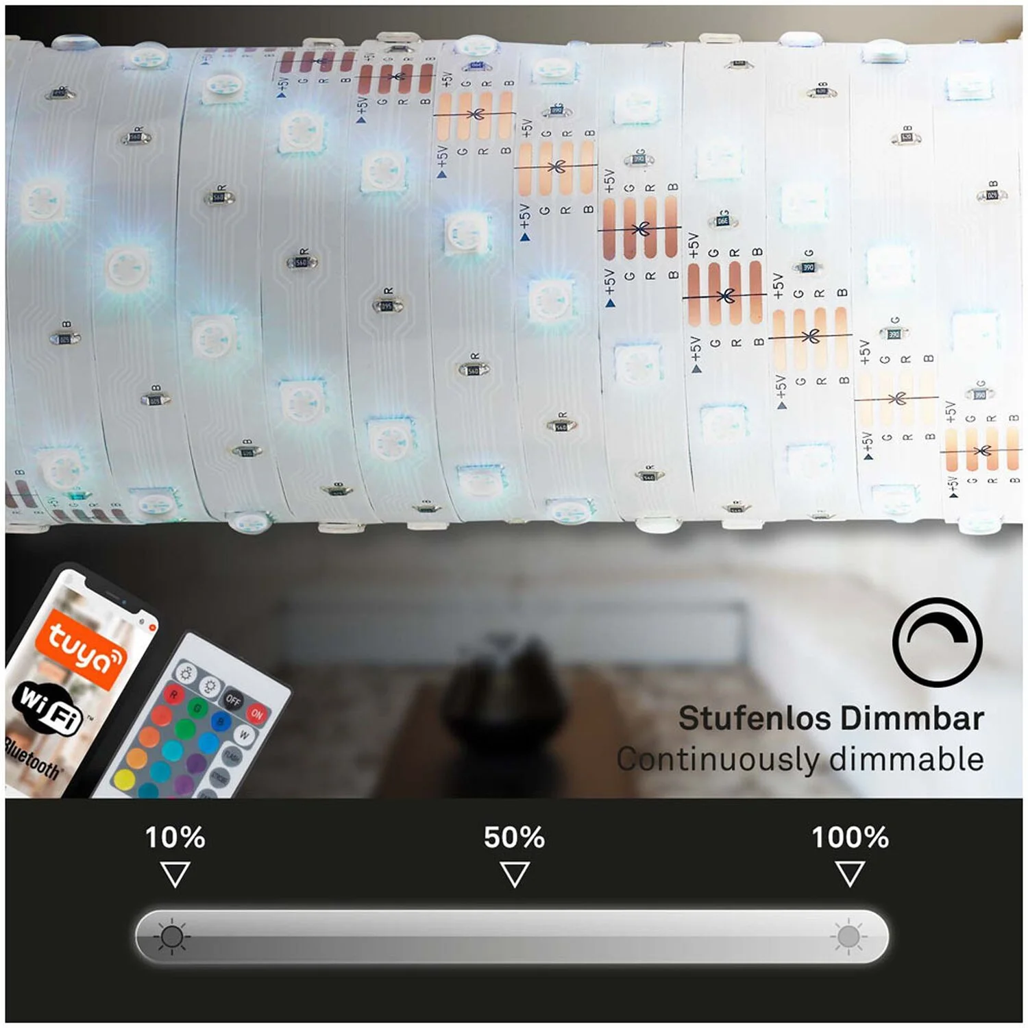 Brilo B Smart LED-Band USB 150 LEDs / 5 M / 7,5 W Inkl. Fernbedienung 3 Brilo B Smart LED-Band USB 150 LEDs / 5 M / 7,5 W Inkl. Fernbedienung – Bild 3