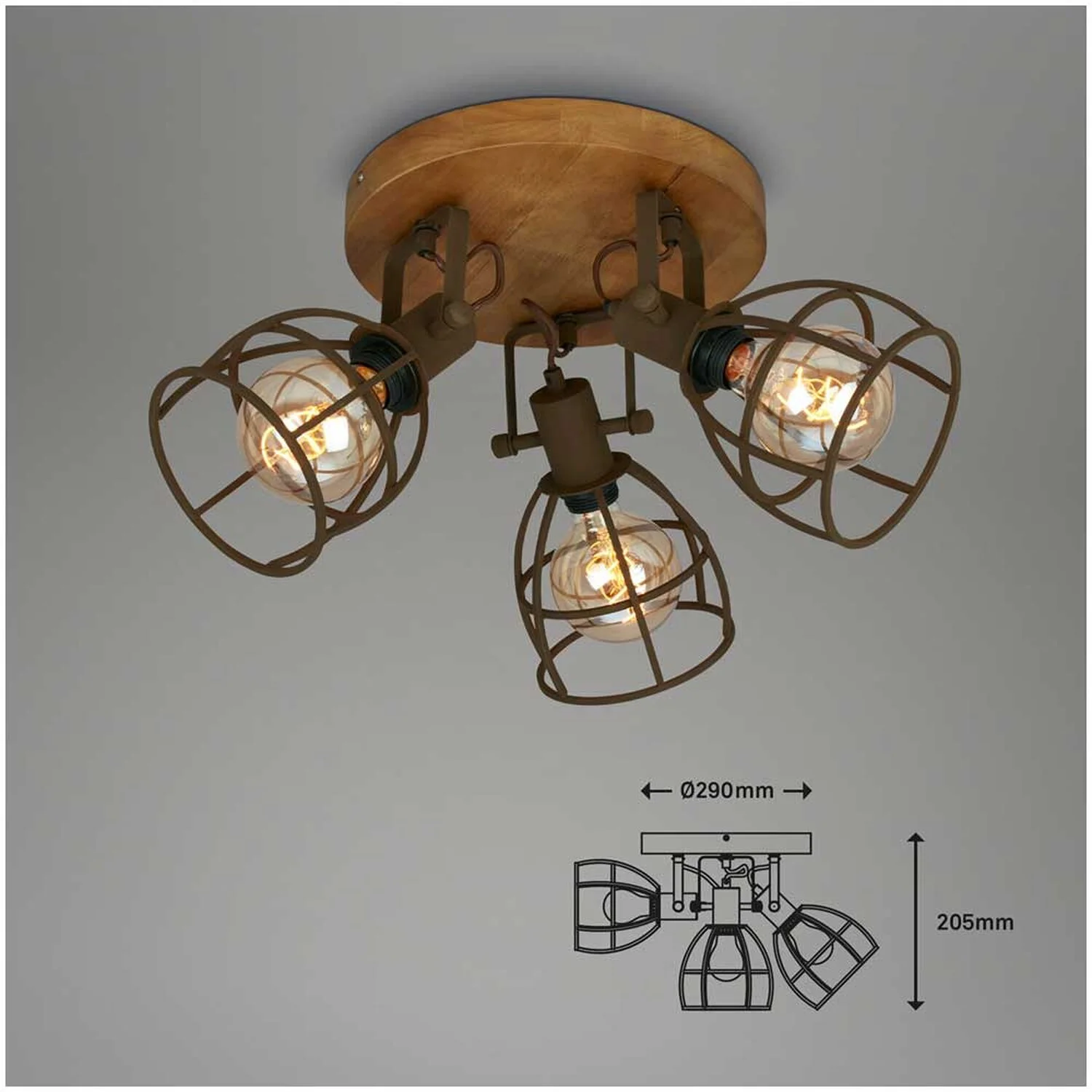 Brilo Spots Korbo 3 X E27 Braun 5 Brilo Spots Korbo 3 X E27 Braun – Bild 5