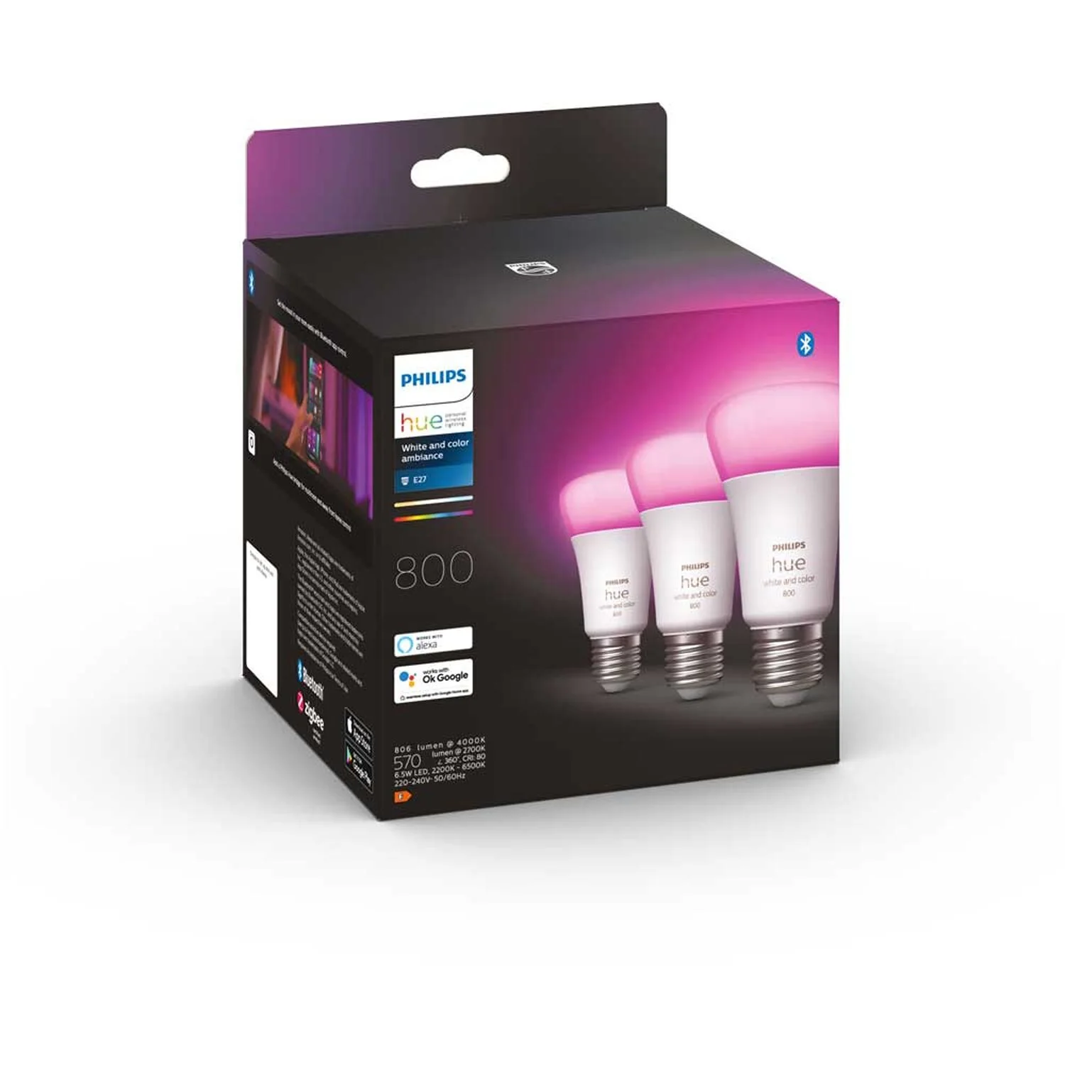 Philips Hue LED-Lampe White / Color E27 / 6,5 W / 3er-Set 3 Philips Hue LED-Lampe White / Color E27 / 6,5 W / 3er-Set – Bild 3