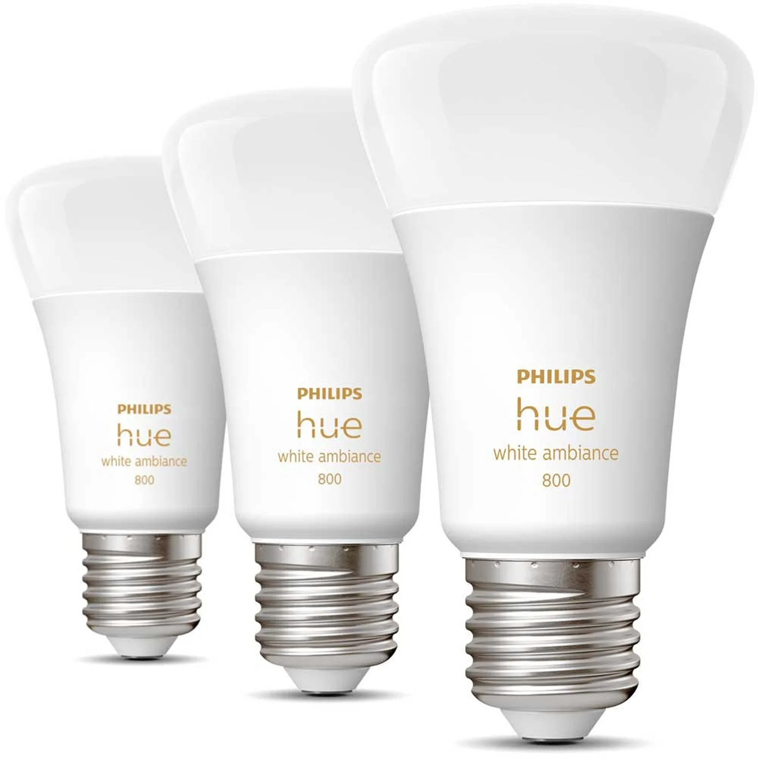Philips Hue LED-Lampe White Ambiance E27 / 6 W / 3er-Set 1 Philips Hue LED-Lampe White Ambiance E27 / 6 W / 3er-Set