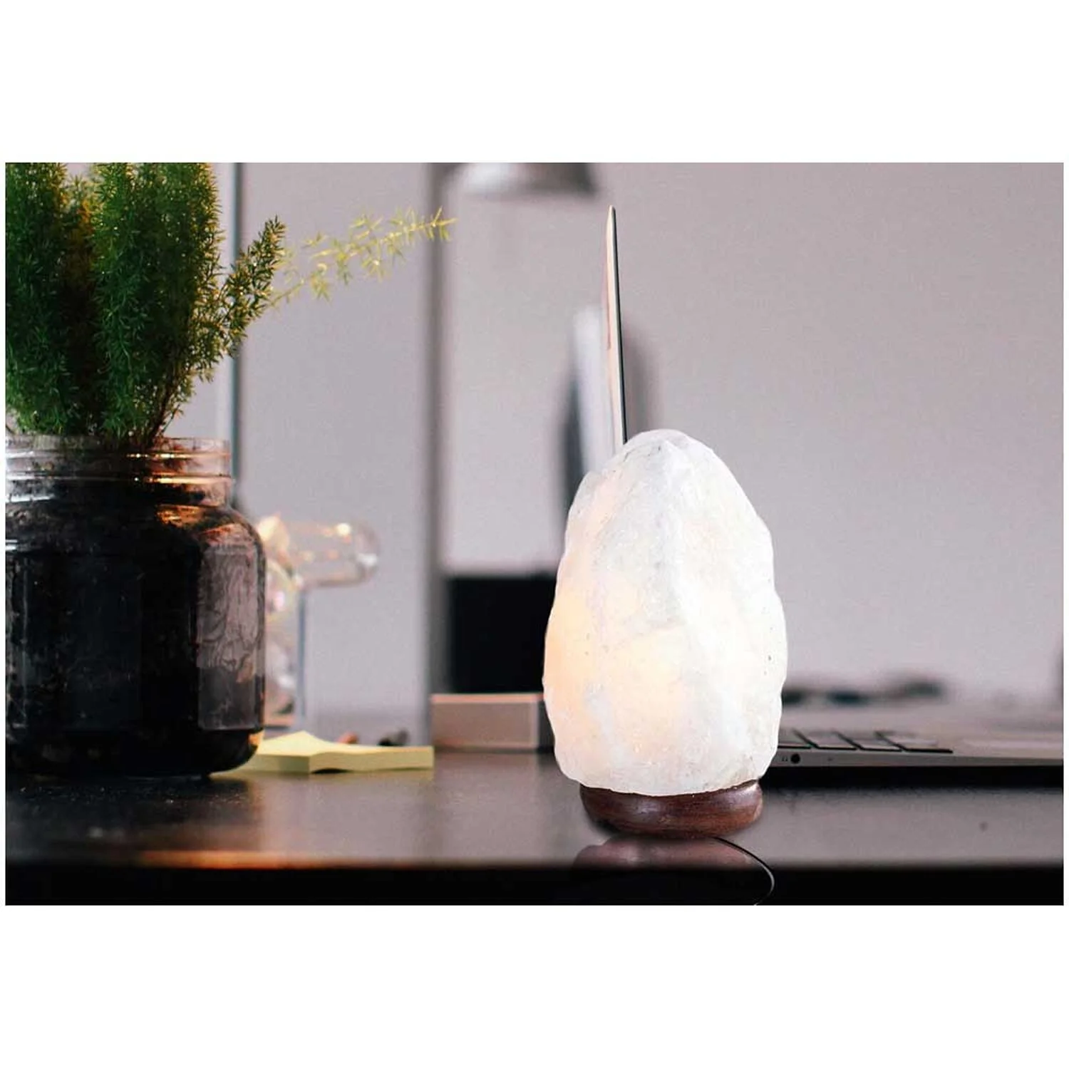 Globo Tischleuchte Salzkristall 1-flammig Weiss Ø 12 Cm / Höhe 19 Cm 2 Globo Tischleuchte Salzkristall 1-flammig Weiss Ø 12 Cm / Höhe 19 Cm – Bild 2