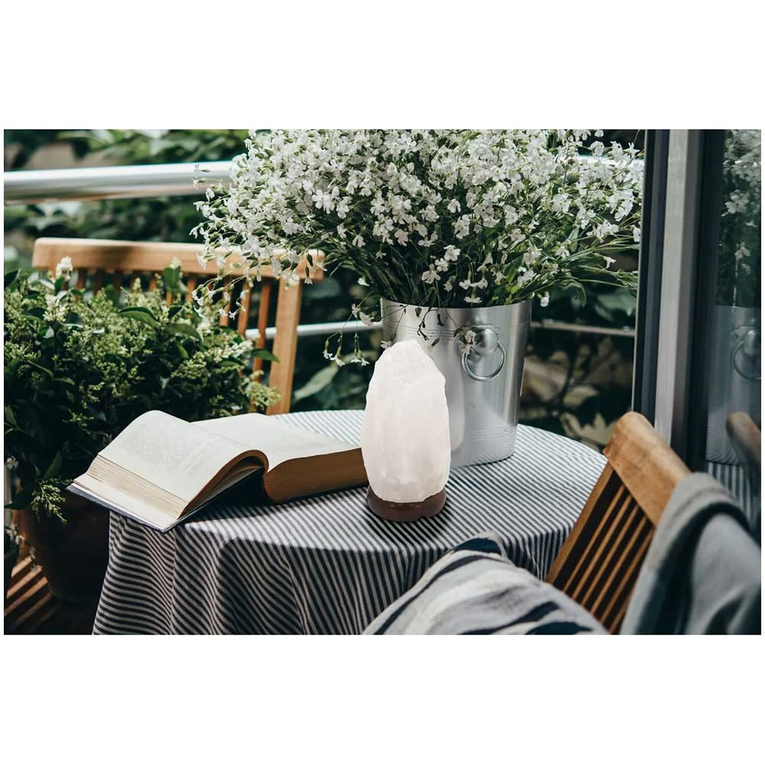 Globo Tischleuchte Salzkristall 1-flammig Weiss Ø 12 Cm / Höhe 19 Cm 3 Globo Tischleuchte Salzkristall 1-flammig Weiss Ø 12 Cm / Höhe 19 Cm – Bild 3