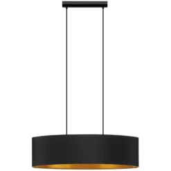 Eglo Pendelleuchte Zaragoza E27 Stahl / Textil Schwarz / Gold 2 X 40 W