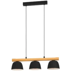 Eglo Pendelleuchte Sherburn E27 Stahl / Holz Schwarz / Braun 3 X 40 W