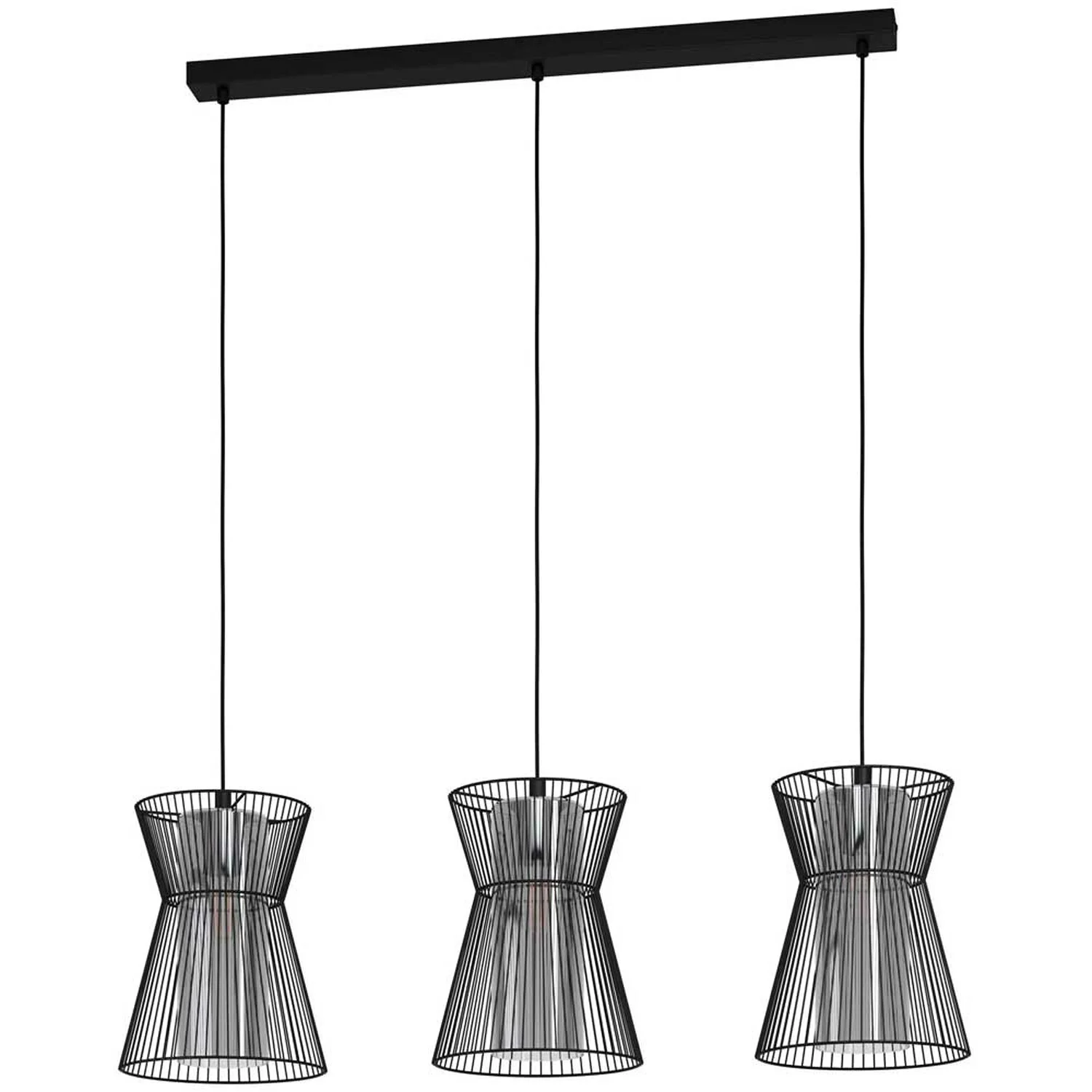 Eglo Pendelleuchte Maseta E 27 Stahl / Rauchglas 3 X 40 W 1 Eglo Pendelleuchte Maseta E 27 Stahl / Rauchglas 3 X 40 W