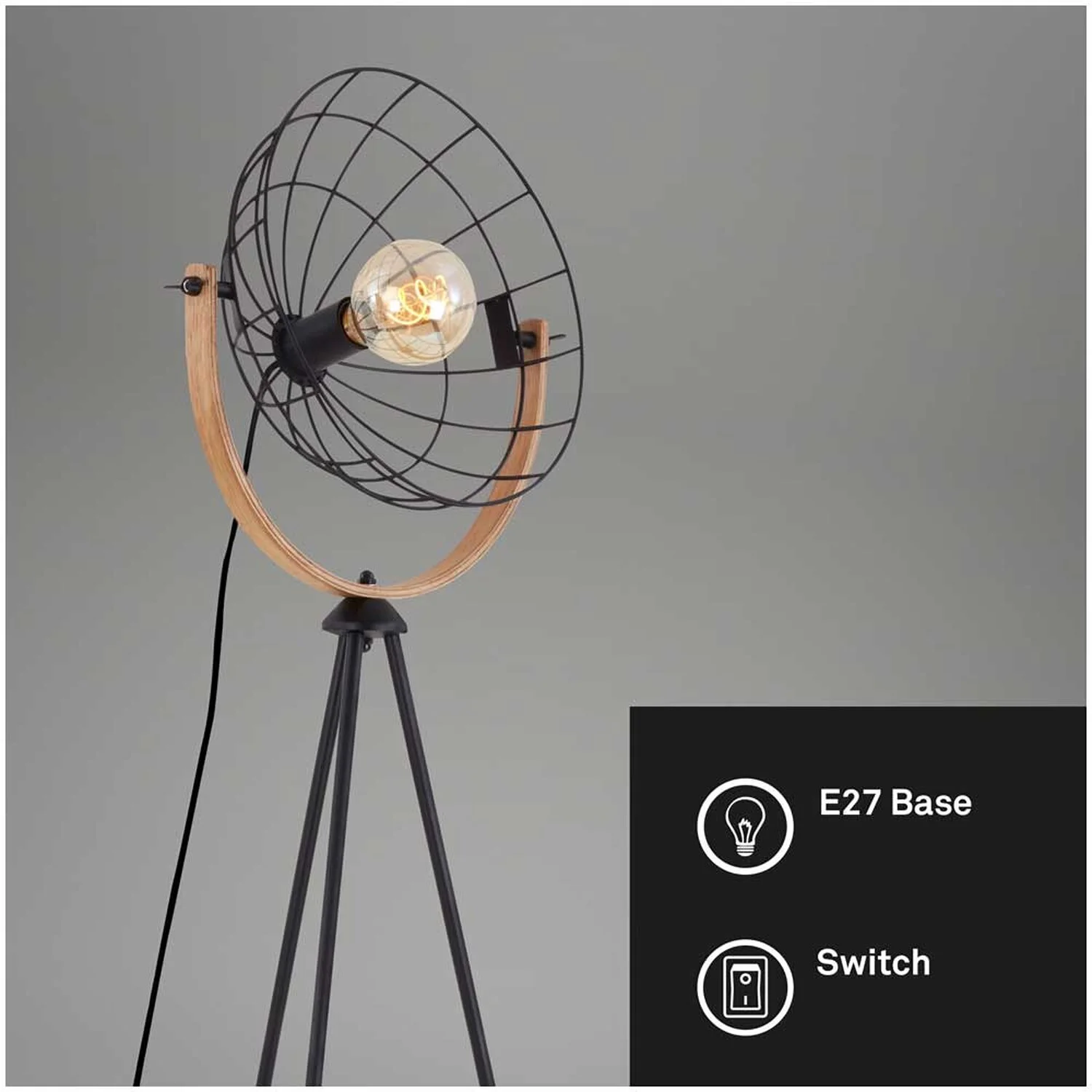 Brilo Stehleuchte Mesh Schwarz Höhe 1,49 M / 1 X E27 / Max. 40 W 2 Brilo Stehleuchte Mesh Schwarz Höhe 1,49 M / 1 X E27 / Max. 40 W – Bild 2