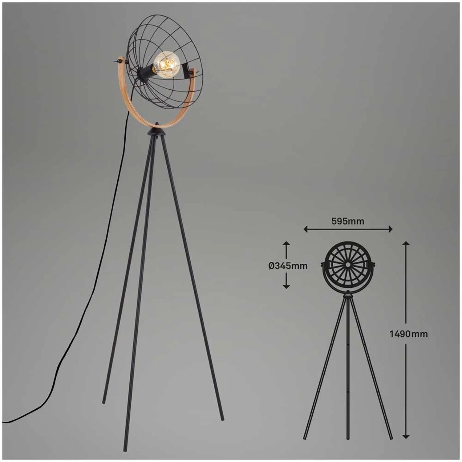 Brilo Stehleuchte Mesh Schwarz Höhe 1,49 M / 1 X E27 / Max. 40 W 6 Brilo Stehleuchte Mesh Schwarz Höhe 1,49 M / 1 X E27 / Max. 40 W – Bild 6