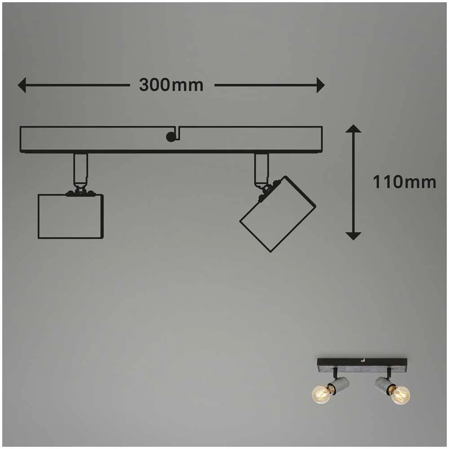 Briloner 2er-Spot Kiko Antik-Silber 300 X 50 Mm / 2 X E27 / Max. 60 W 5 Briloner 2er-Spot Kiko Antik-Silber 300 X 50 Mm / 2 X E27 / Max. 60 W – Bild 5