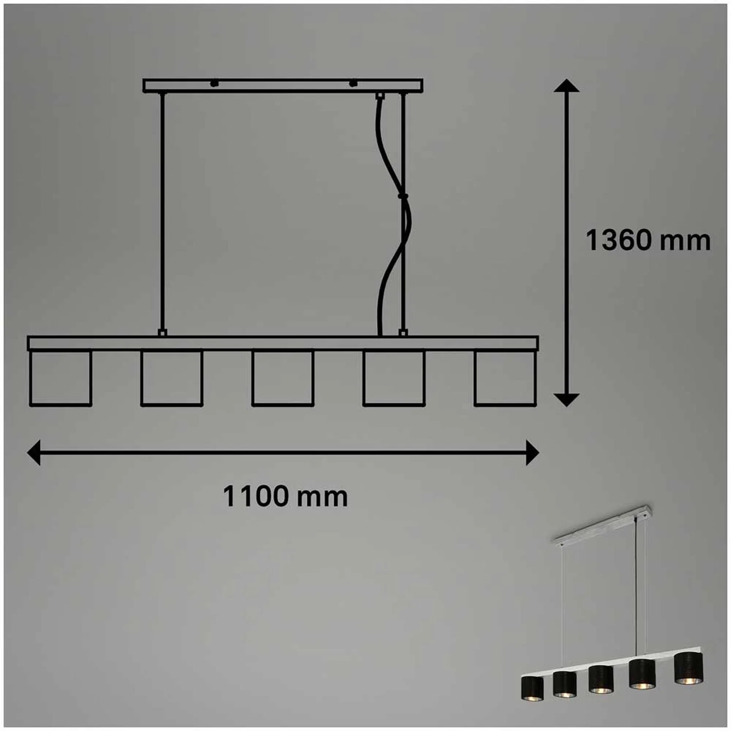 Briloner Pendelleuchte Luri Antik-Silber 5 X E14 / Max. 25 W 5 Briloner Pendelleuchte Luri Antik-Silber 5 X E14 / Max. 25 W – Bild 5