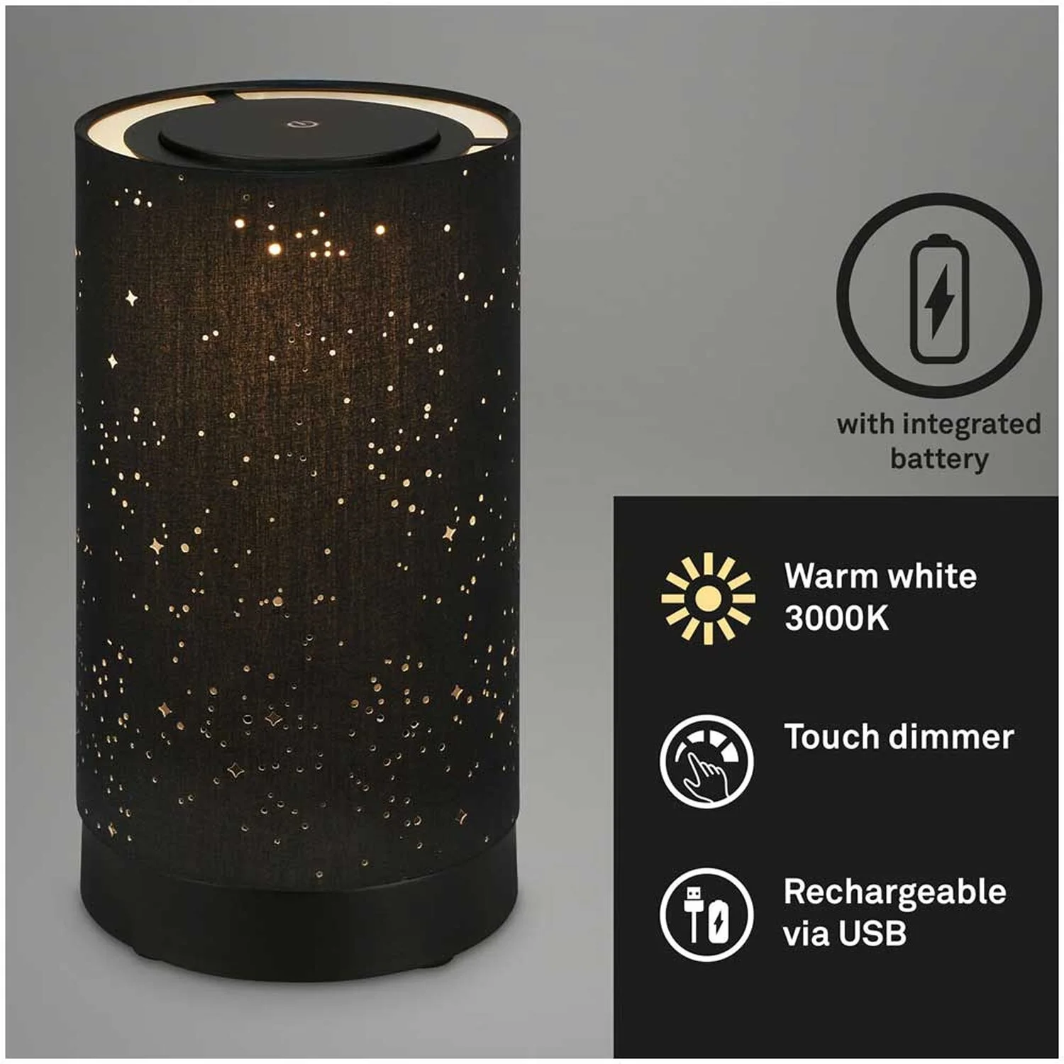 Brilo Akku-Tischleuchte Loni Schwarz 1 X LED / 3 W 2 Brilo Akku-Tischleuchte Loni Schwarz 1 X LED / 3 W – Bild 2