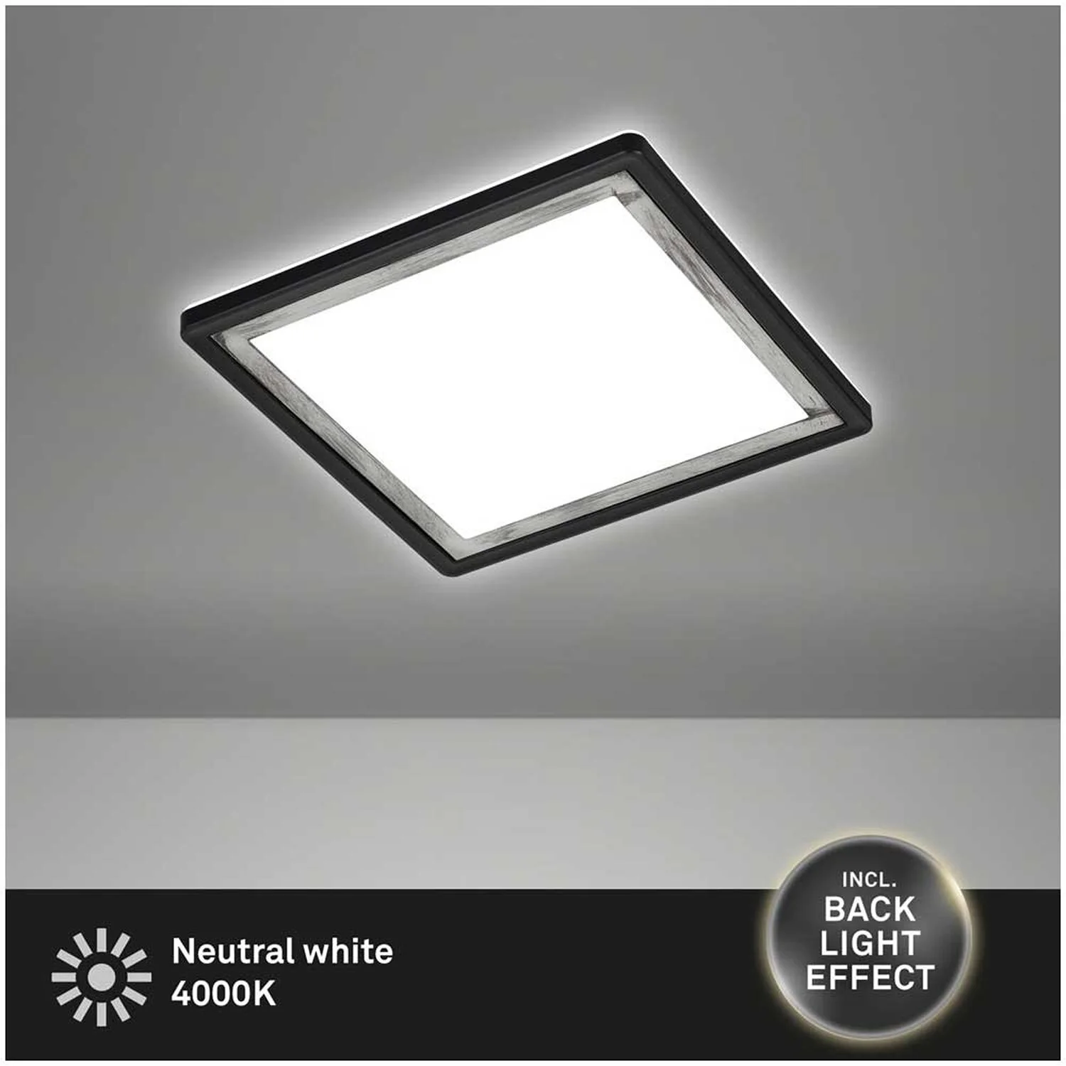 Brilo LED-Panel Slim Deco Schwarz-Silber 293 X 293 Mm / 1 X LED / 18 W 2 Brilo LED-Panel Slim Deco Schwarz-Silber 293 X 293 Mm / 1 X LED / 18 W – Bild 2