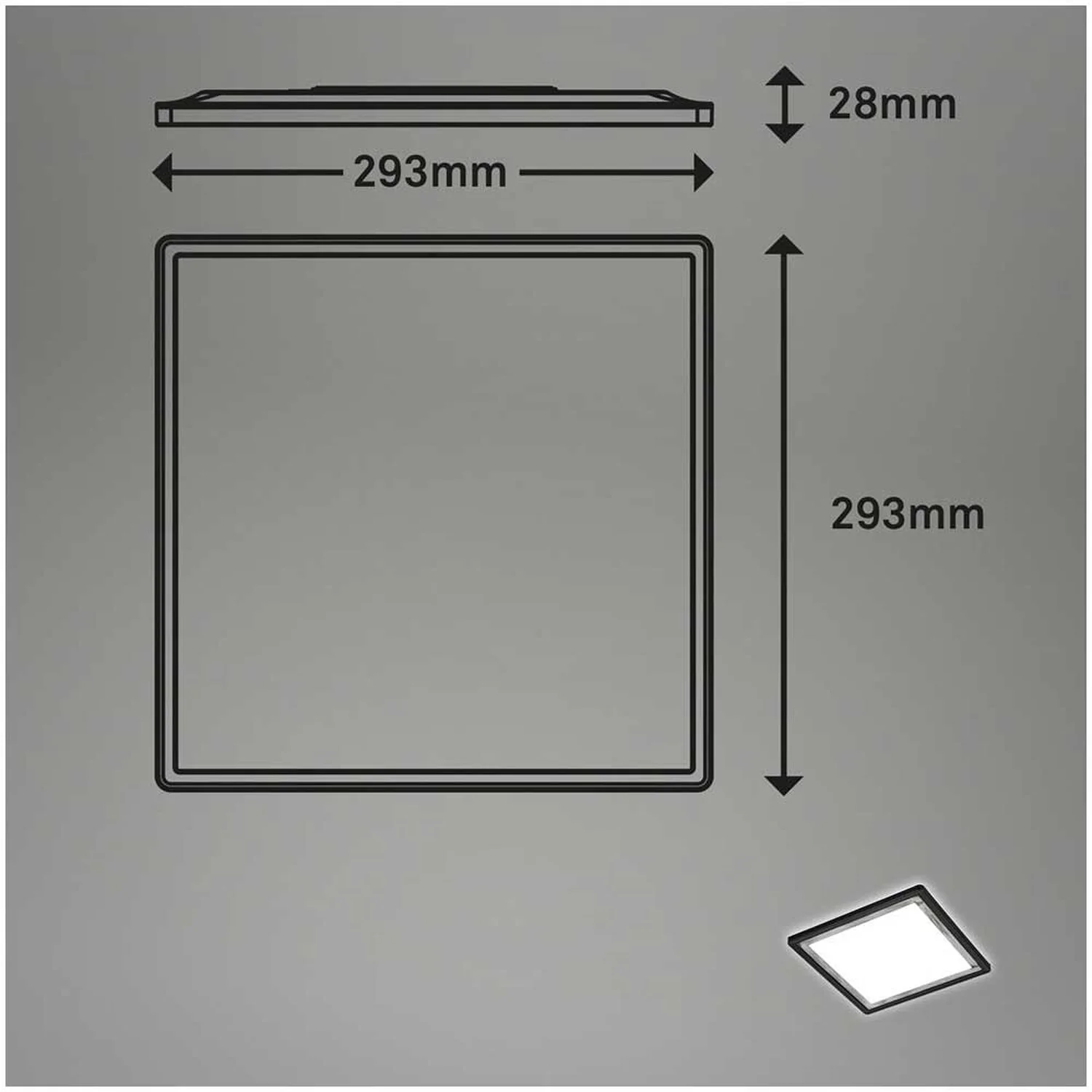 Brilo LED-Panel Slim Deco Schwarz-Silber 293 X 293 Mm / 1 X LED / 18 W 10 Brilo LED-Panel Slim Deco Schwarz-Silber 293 X 293 Mm / 1 X LED / 18 W – Bild 10