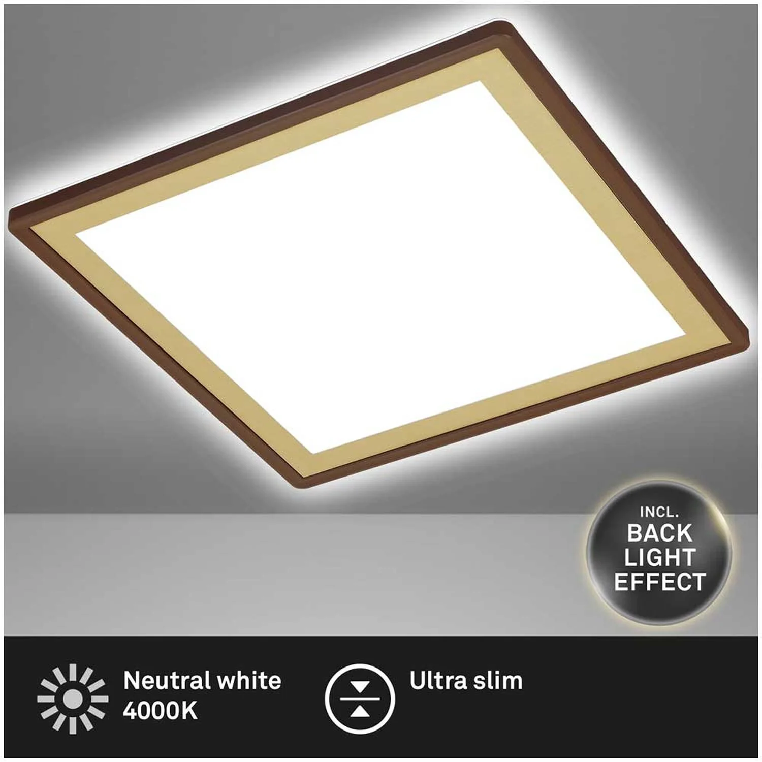 Brilo LED-Panel Slim Deco Braun-Gold 293 X 293 Mm / 1 X LED / 18 W 2 Brilo LED-Panel Slim Deco Braun-Gold 293 X 293 Mm / 1 X LED / 18 W – Bild 2