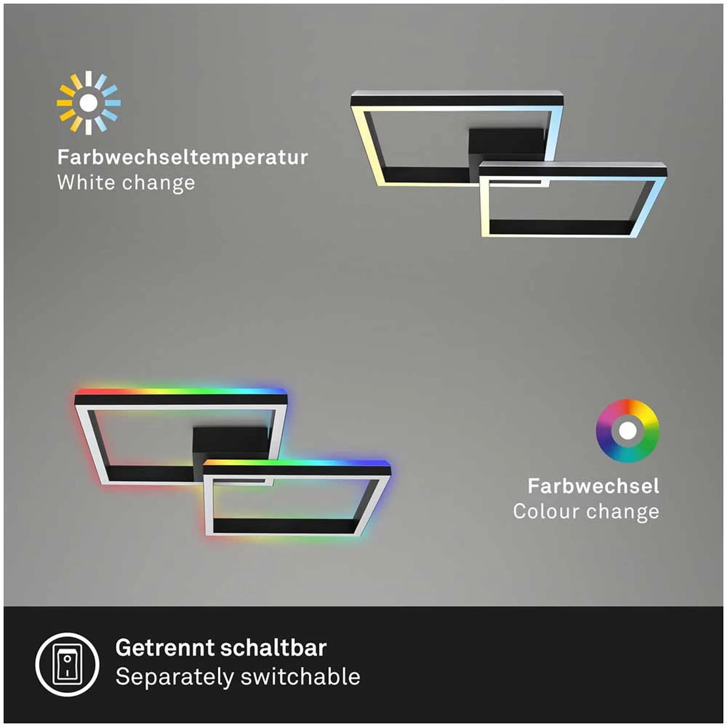 Brilo LED-Deckenleuchte Frame Back 2 X LED Schwarz 17 W 7 Brilo LED-Deckenleuchte Frame Back 2 X LED Schwarz 17 W – Bild 7