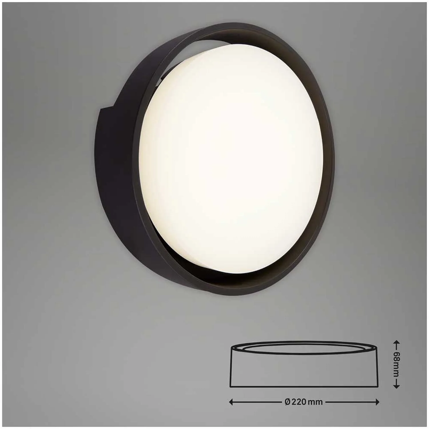 Brilo LED-Aussenleuchte Genua IP44 Schwarz Ø 220 Mm / 1 X LED / 18 W 4 Brilo LED-Aussenleuchte Genua IP44 Schwarz Ø 220 Mm / 1 X LED / 18 W – Bild 4