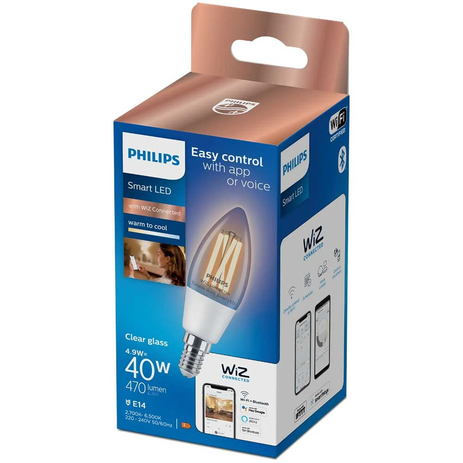 Philips Smart-LED Kerze Filament Klar Dimmbar E14 / 40 W / 470 Lm 2 Philips Smart-LED Kerze Filament Klar Dimmbar E14 / 40 W / 470 Lm – Bild 2
