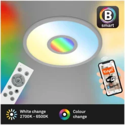 Brilo Panel Centro S Silberfarbig Ø 45 Cm / Höhe 6 Cm / 1 X LED / 24 W