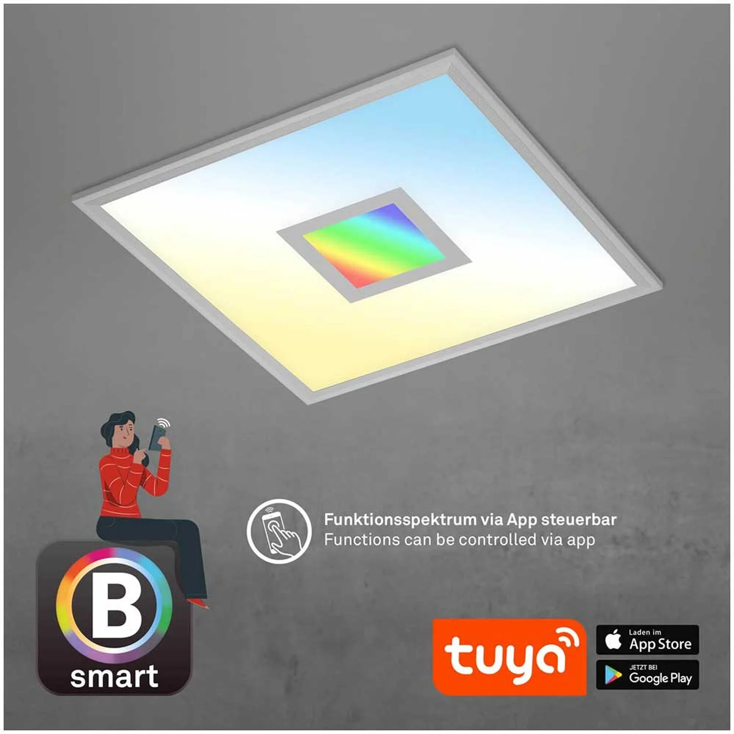 Brilo Panel Centro S Silberfarbig (HxBxT) 6 X 44,5 X 44,5 Cm / 1 X LED / 24 W 16 Brilo Panel Centro S Silberfarbig (HxBxT) 6 X 44,5 X 44,5 Cm / 1 X LED / 24 W – Bild 16