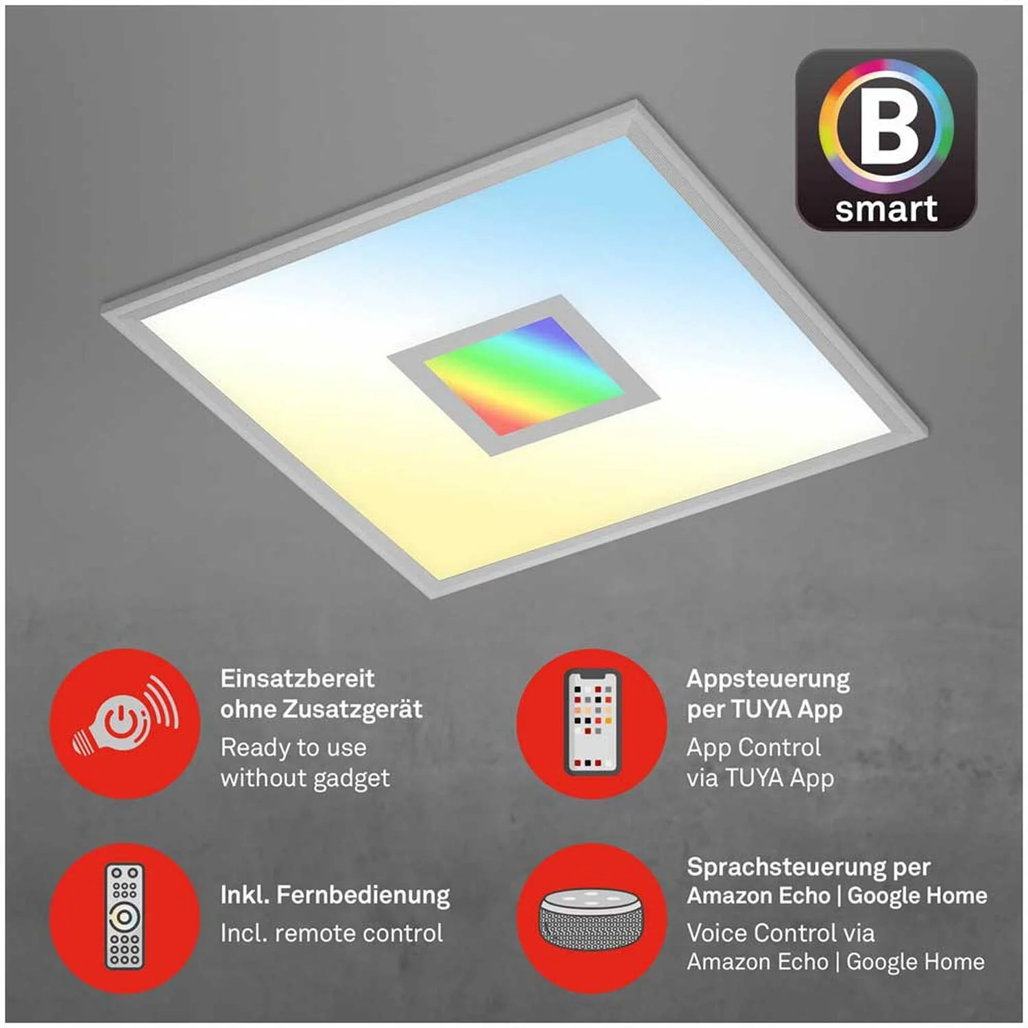 Brilo Panel Centro S Silberfarbig (HxBxT) 6 X 44,5 X 44,5 Cm / 1 X LED / 24 W 7 Brilo Panel Centro S Silberfarbig (HxBxT) 6 X 44,5 X 44,5 Cm / 1 X LED / 24 W – Bild 7