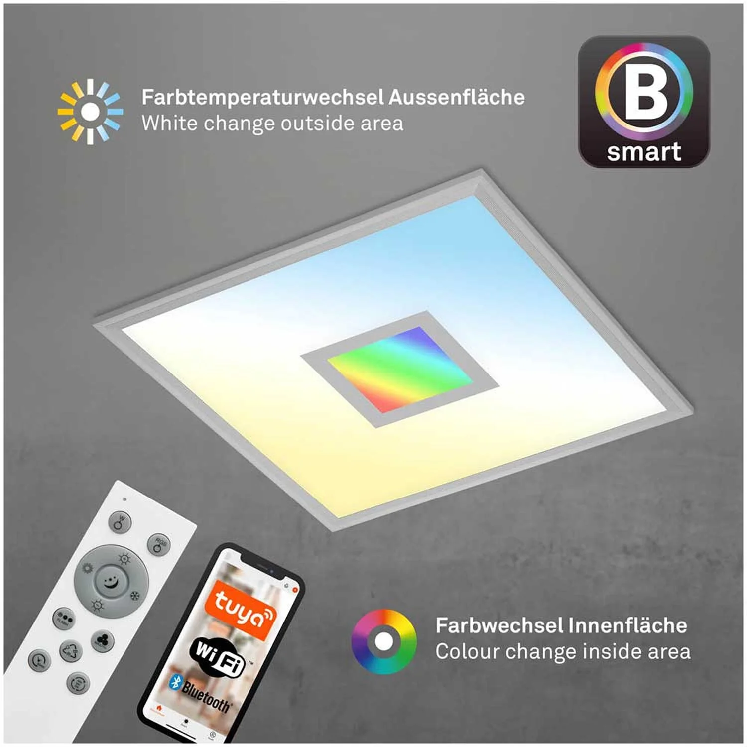 Brilo Panel Centro S Silberfarbig (HxBxT) 6 X 44,5 X 44,5 Cm / 1 X LED / 24 W 9 Brilo Panel Centro S Silberfarbig (HxBxT) 6 X 44,5 X 44,5 Cm / 1 X LED / 24 W – Bild 9