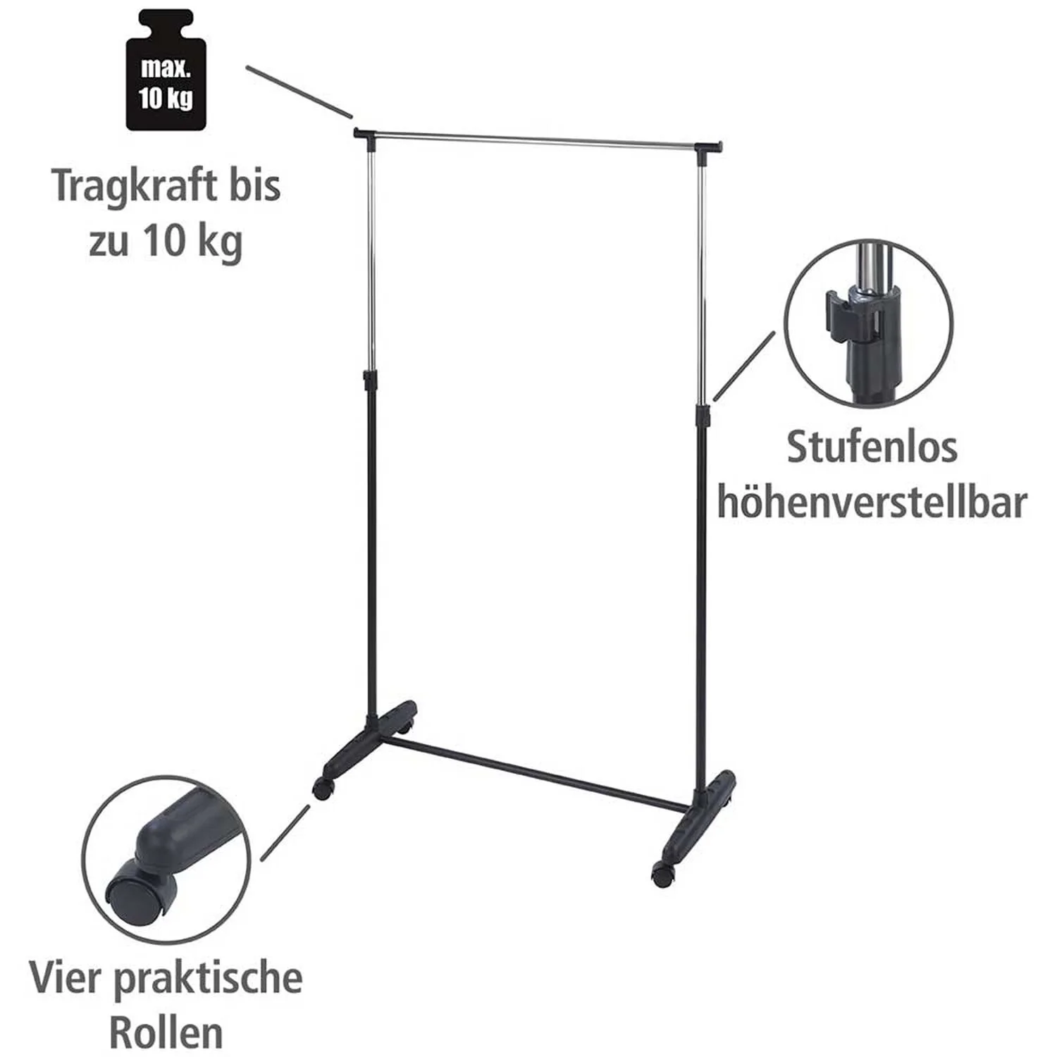 Wenko Kleiderständer Mikey Chrom-Schwarz Breite 90 Cm 8 Wenko Kleiderständer Mikey Chrom-Schwarz Breite 90 Cm – Bild 8