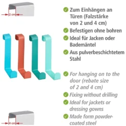 Wenko Türhaken Kunststoff Mehrfarbig 4er-Set 12 Wenko Türhaken Kunststoff Mehrfarbig 4er-Set -Lampen & Leuchten affär 569886 3