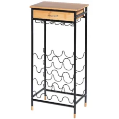 Wenko Weinregal Loft 16 Flaschen Metall / Bambus